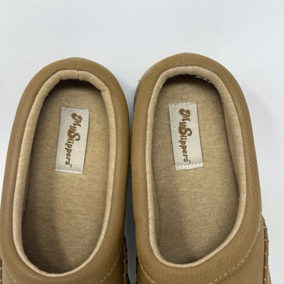 My Pillow Slippers Mules Womens 7 Tan Brown Jersey Lined Moccasins Comfort Shoes - Picture 11 of 15